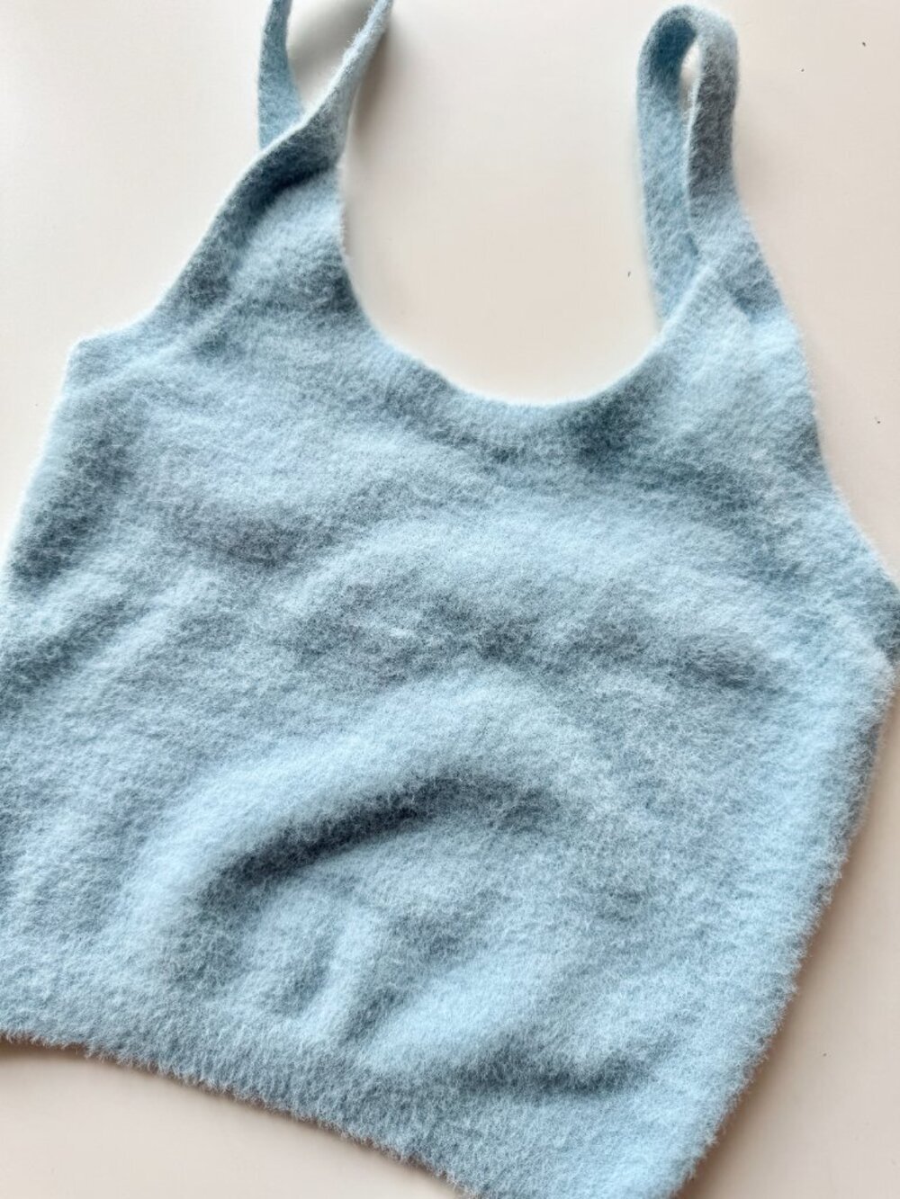 NWOT Aritzia WILFRED FREE Hush Knit Dream Blue Chenille Cropped Tank Top, Size S - Picture 2 of 10